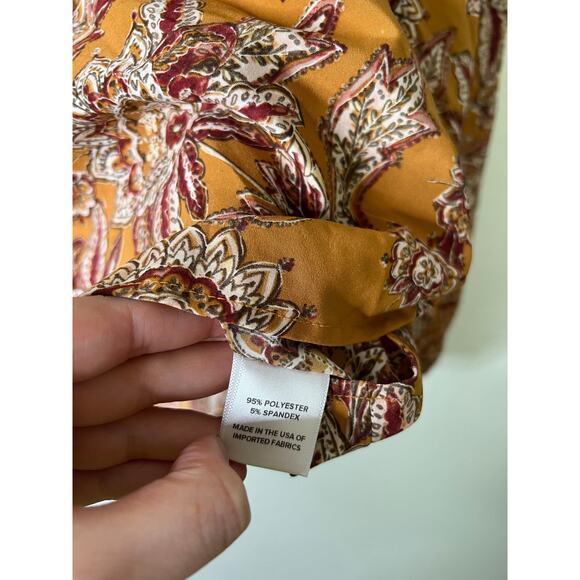 Evereve Britta Border Long Sleeve Blouse Size Large Boho Global Chic - Picture 3 of 5